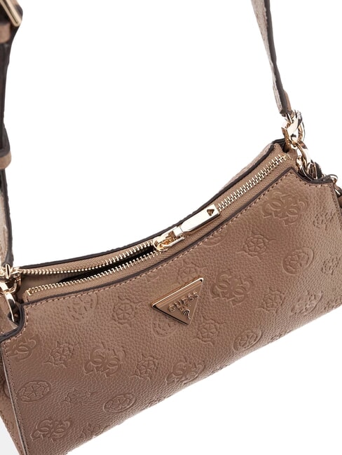 CRESIDIA II Borsa a spalla con zip dark taupe logo - Borse Donna