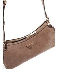 GUESS CRESIDIA II Borsa a spalla con zip dark taupe logo - Borse Donna - 4