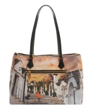 YNOT YESBAG Borsa a spalla stampata life in trulli - Borse Donna - 4