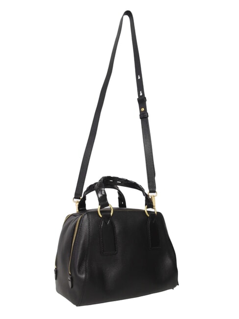 INES Borsa bauletto in pelle con tracolla Nero Oro - Borse Donna