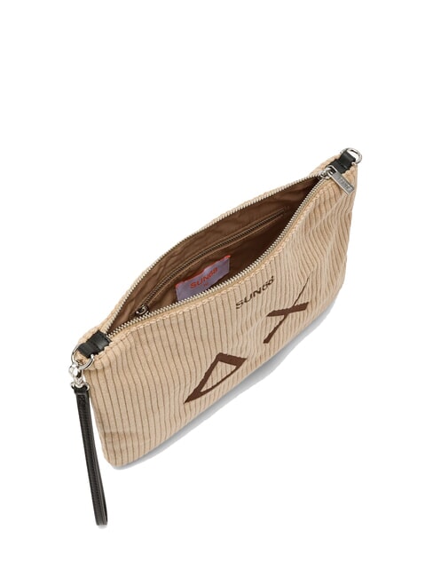 CORDUROY Pochette con polsierina e tracolla beige - Borse Donna