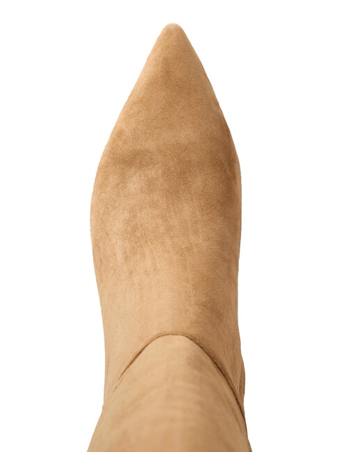 MCKAY Stivali alti pelle suede con tacco basso camel - Scarpe Donna