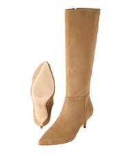 RALPH LAUREN MCKAY Stivali alti pelle suede con tacco basso camel - Scarpe Donna - 6