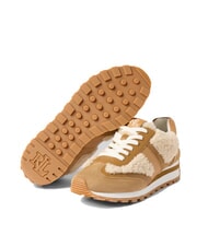 RALPH LAUREN DANI Snekers in pelle con inserti in montone natural/camel/buff - Scarpe Donna - 5