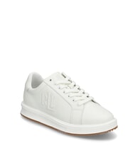 RALPH LAUREN AINSLEY Sneakers in pelle logo impunturato soft white - Scarpe Donna - 3