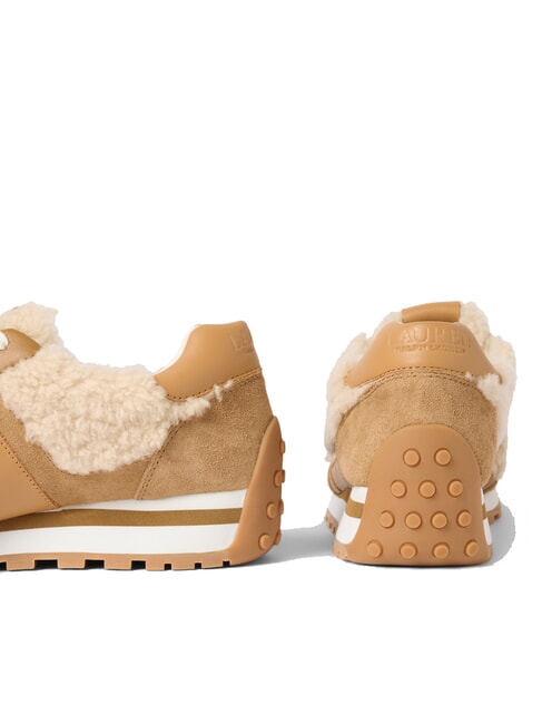 DANI Snekers in pelle con inserti in montone natural/camel/buff - Scarpe Donna