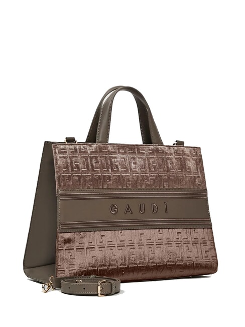 ADA VELUR L Borsa a mano con inserti in velluto taupe - Borse Donna