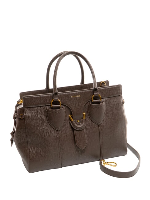 YORK Borsa a mano in pelle con fibbia fondant brown - Borse Donna