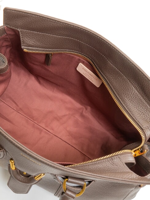 YORK Borsa a mano in pelle con fibbia fondant brown - Borse Donna