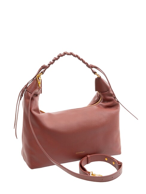 RHEA Borsa a spalla in pelle con tracolla brandy - Borse Donna