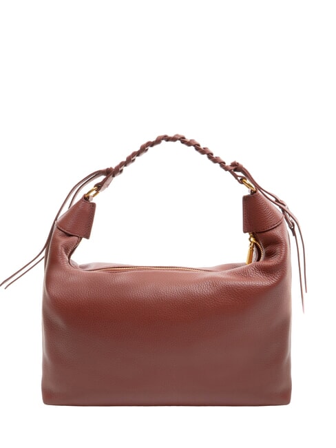 RHEA Borsa a spalla in pelle con tracolla brandy - Borse Donna