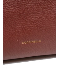 COCCINELLE RHEA Borsa a spalla in pelle con tracolla brandy - Borse Donna - 5