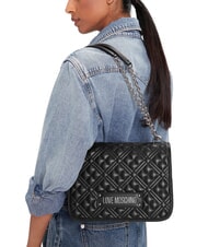 LOVE MOSCHINO QUILTED Borsa a spalla doppia funzione Nero/nero - Borse Donna - 6