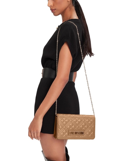 SMART DAILY Pochette con tracolla metallica beige - Borse Donna