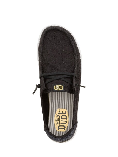 WENDY EYELET LACE Mocassini traforati texture fiori nero - Scarpe Donna