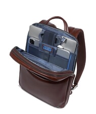 PIQUADRO BLUE SQUARE Zaino porta PC 14", in pelle MOGANO - Zaini da lavoro porta PC - 6