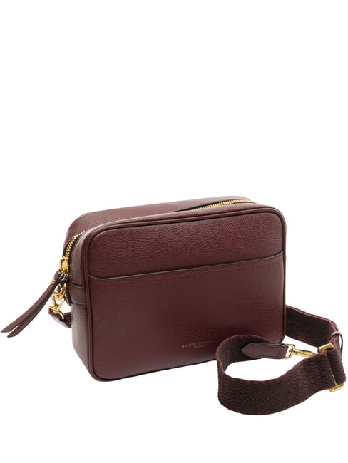 NINA Borsa camera case in pelle con tracolla in tessuto wine berry - Borse Donna