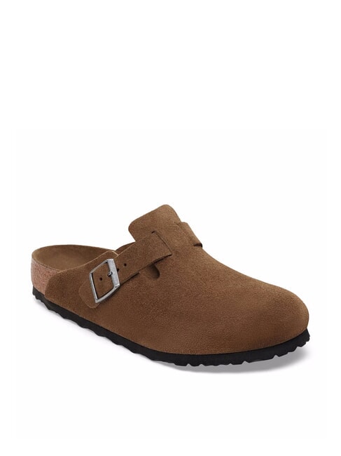 BOSTON Ciabatta sabot in pelle suede dark tea - Scarpe Unisex