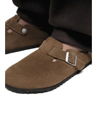 BIRKENSTOCK BOSTON Ciabatta sabot in pelle suede dark tea - Scarpe Unisex - 6