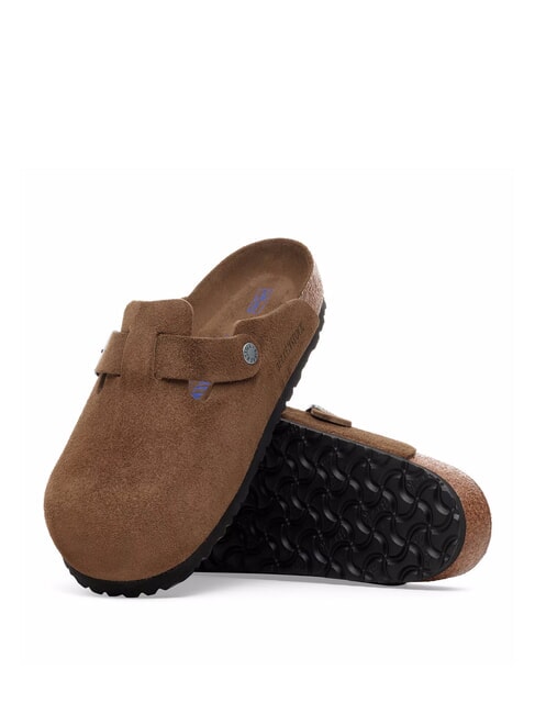 BOSTON Ciabatta sabot in pelle suede dark tea - Scarpe Unisex