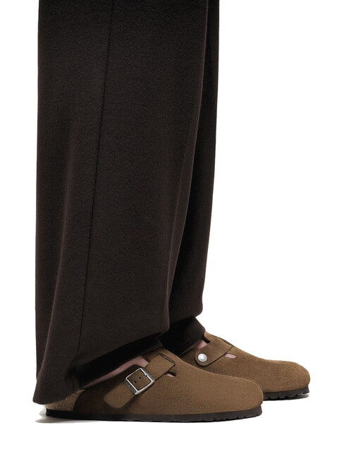 BOSTON Ciabatta sabot in pelle suede dark tea - Scarpe Unisex