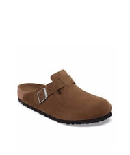 BIRKENSTOCK BOSTON Ciabatta sabot in pelle suede dark tea - Scarpe Unisex - 3