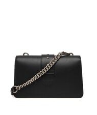 PINKO LOVE ONE CLASSIC Borsa mini in pelle a tracolla nero-old silver - Borse Donna - 2