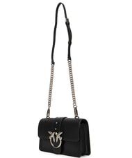 PINKO LOVE ONE CLASSIC Borsa mini in pelle a tracolla nero-old silver - Borse Donna - 3