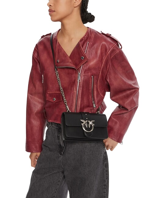 LOVE ONE CLASSIC Borsa mini in pelle a tracolla nero-old silver - Borse Donna