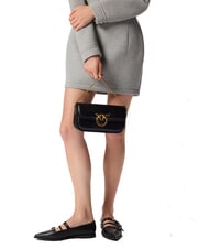 PINKO LOVE BOX Borsetta a tracolla, in pelle nero-antique gold - Borse Donna - 4