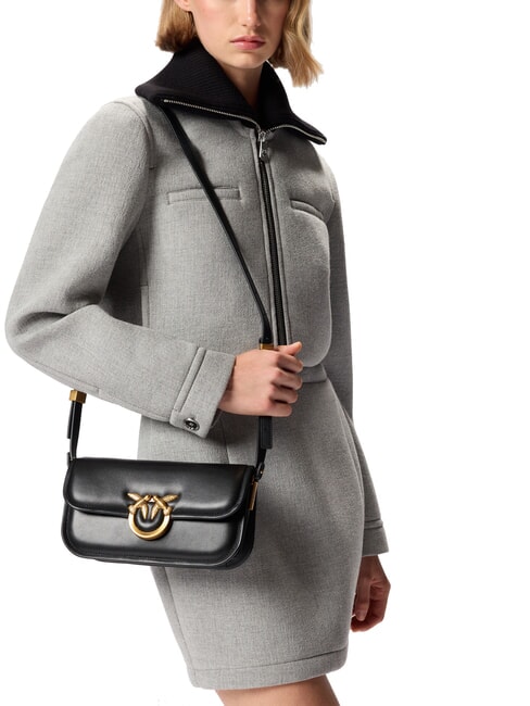 LOVE BOX Borsetta a tracolla, in pelle nero-antique gold - Borse Donna