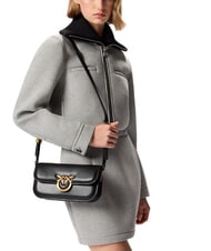 PINKO LOVE BOX Borsetta a tracolla, in pelle nero-antique gold - Borse Donna - 5