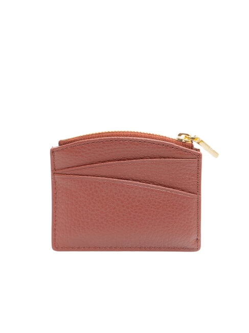 ROUNDED PRINTED Portacarte piccolo in pelle con zip brandy - Portafogli Donna