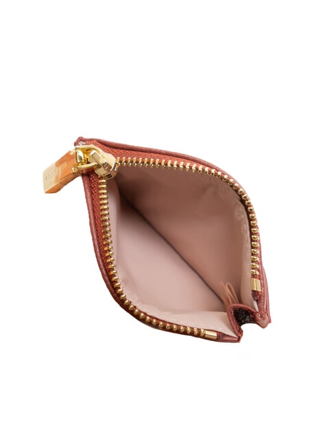 ROUNDED PRINTED Portacarte piccolo in pelle con zip brandy - Portafogli Donna