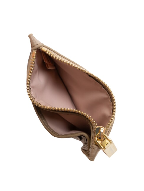 ROUNDED PRINTED Portacarte piatto in pelle con zip warm taupe - Portafogli Donna