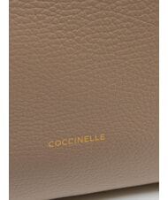 COCCINELLE KLICHE Borsa a mano in pelle con tracolla warm taupe - Borse Donna - 5
