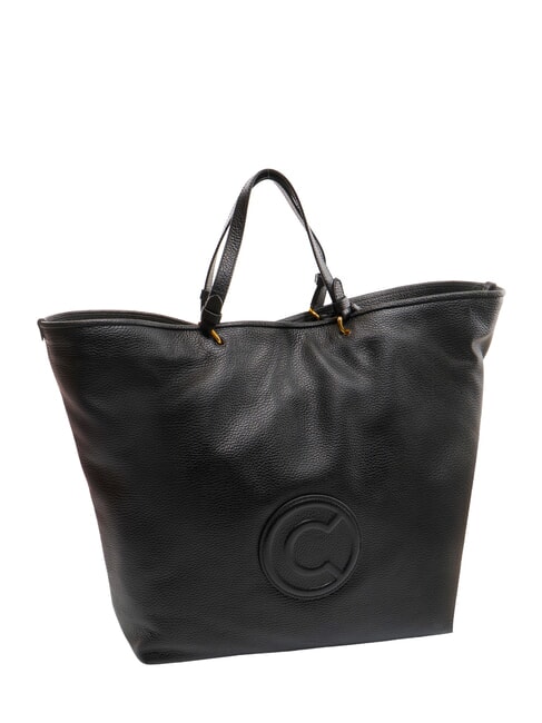 CALLISTO Borsa shopping in pelle logo rilievo Nero - Borse Donna