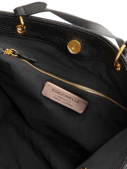 CALLISTO Borsa shopping in pelle logo rilievo Nero - Borse Donna