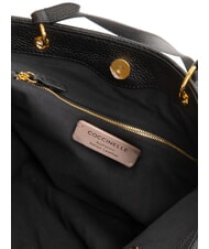 COCCINELLE CALLISTO Borsa shopping in pelle logo rilievo Nero - Borse Donna - 7