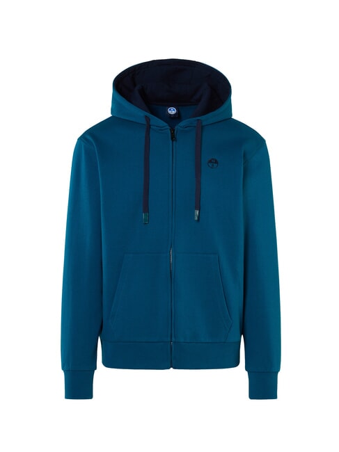 LOGO Felpa full zip con cappuccio water green - Felpe Uomo