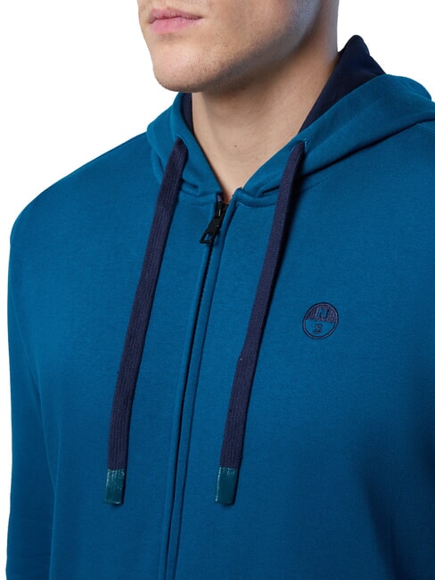 LOGO Felpa full zip con cappuccio water green - Felpe Uomo