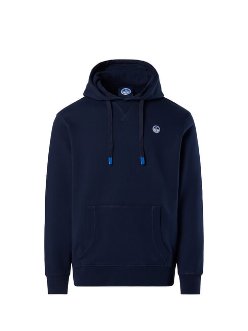 ROUND LOGO Felpa in cotone con cappuccio navy blue - Felpe Uomo