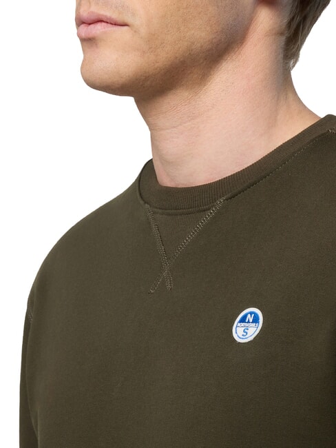 ROUND LOGO Felpa girocollo in cotone forest green - Felpe Uomo