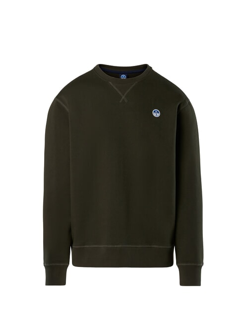 ROUND LOGO Felpa girocollo in cotone forest green - Felpe Uomo