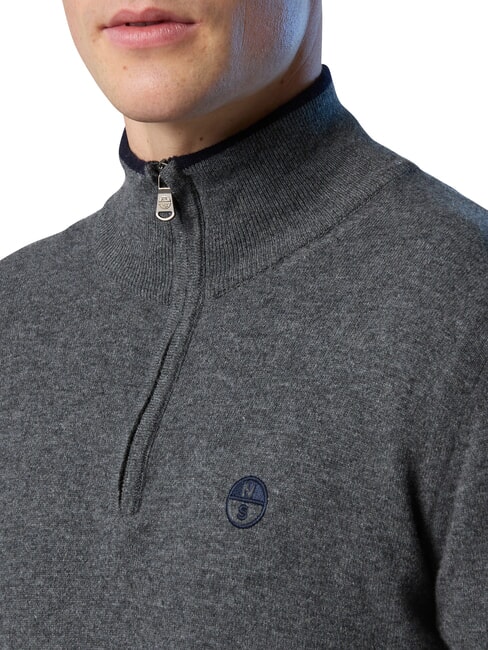 N|S Maglione collo alto mezza zip medium grey melange - Maglie Uomo