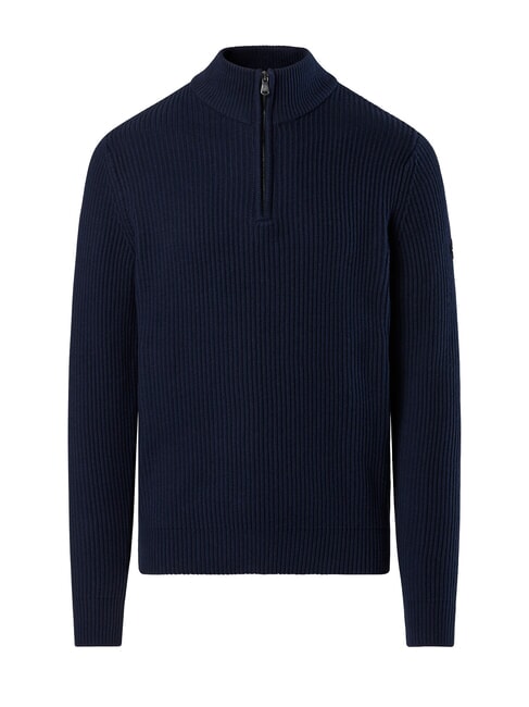 N|S Maglione collo alto a coste mezza zip navy blue - Maglie Uomo