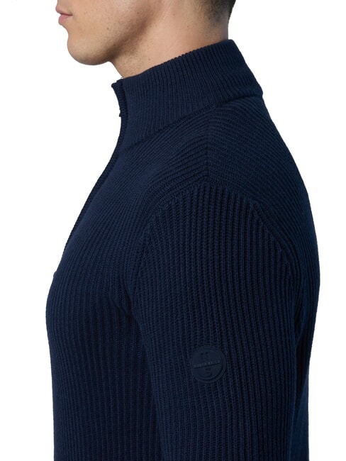 N|S Maglione collo alto a coste mezza zip navy blue - Maglie Uomo
