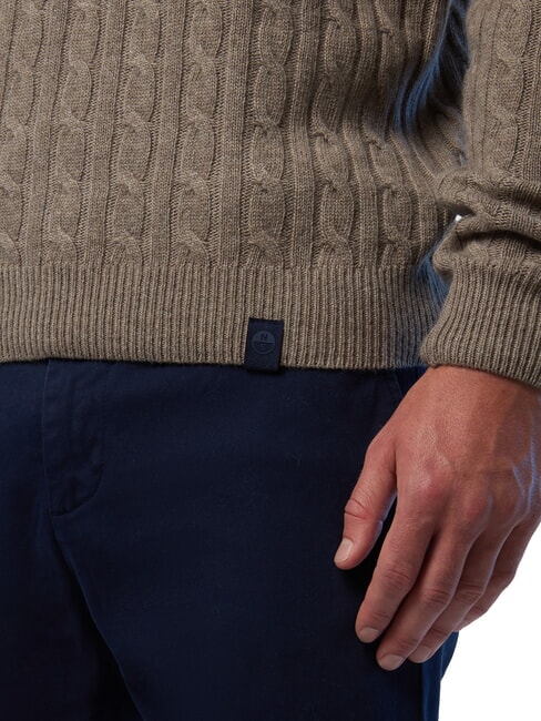 N|S Maglione girocollo a trecce fossil melange - Maglie Uomo