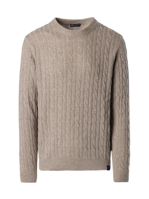 N|S Maglione girocollo a trecce fossil melange - Maglie Uomo