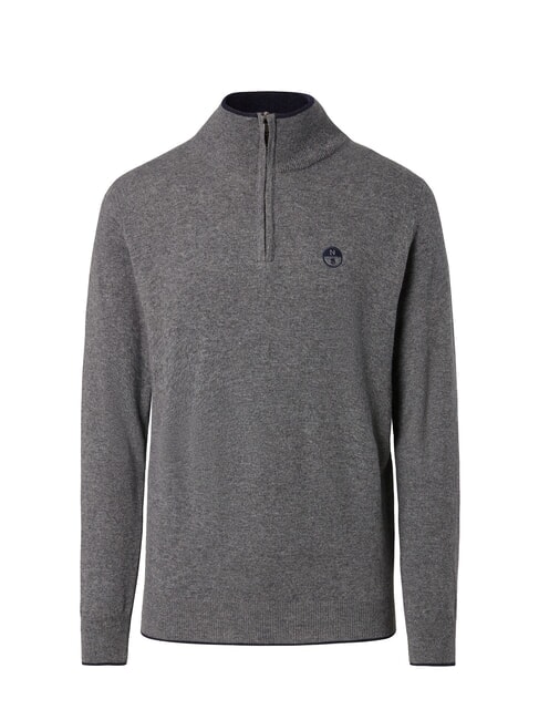 N|S Maglione collo alto mezza zip medium grey melange - Maglie Uomo